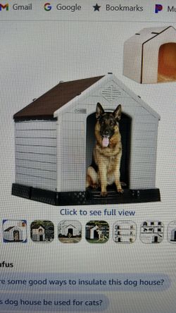 LEMBERI Durable Waterproof Plastic Dog House for Small to Large Sized Dogs, Indoor Outdoor Doghouse Puppy Shelter with Elevated Floor, Easy to Assembl