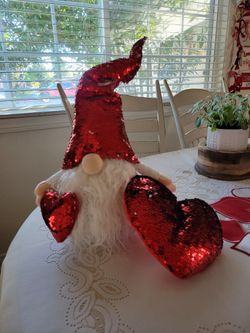 Valentines Gnome And A Pillow