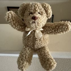 Vtg Applause Waffles Teddy Bear Sherpa Tan Light Brown Stuffed Plush Small 8”
