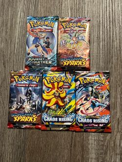 Pokemon journey together and Surging Sparks and Chaos rising single packs