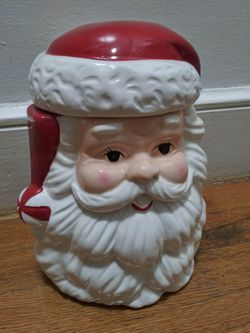 Vintage Ceramic Santa Claus Head Cookie Jar