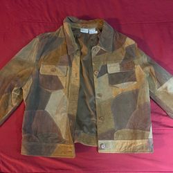 🍂 Newport News Patchwork Leather Suit Set – Jacket 14 / Pants 16