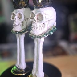 2 Skeleton Candle Holders