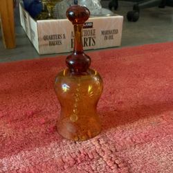 Vintage Crystal Amber Gold Krosno Poland Dinner Bell 