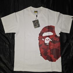 A Bathing Ape Sidehead Red Camouflage Head T-Shirt, White, Sizes S, M, L, & XL
