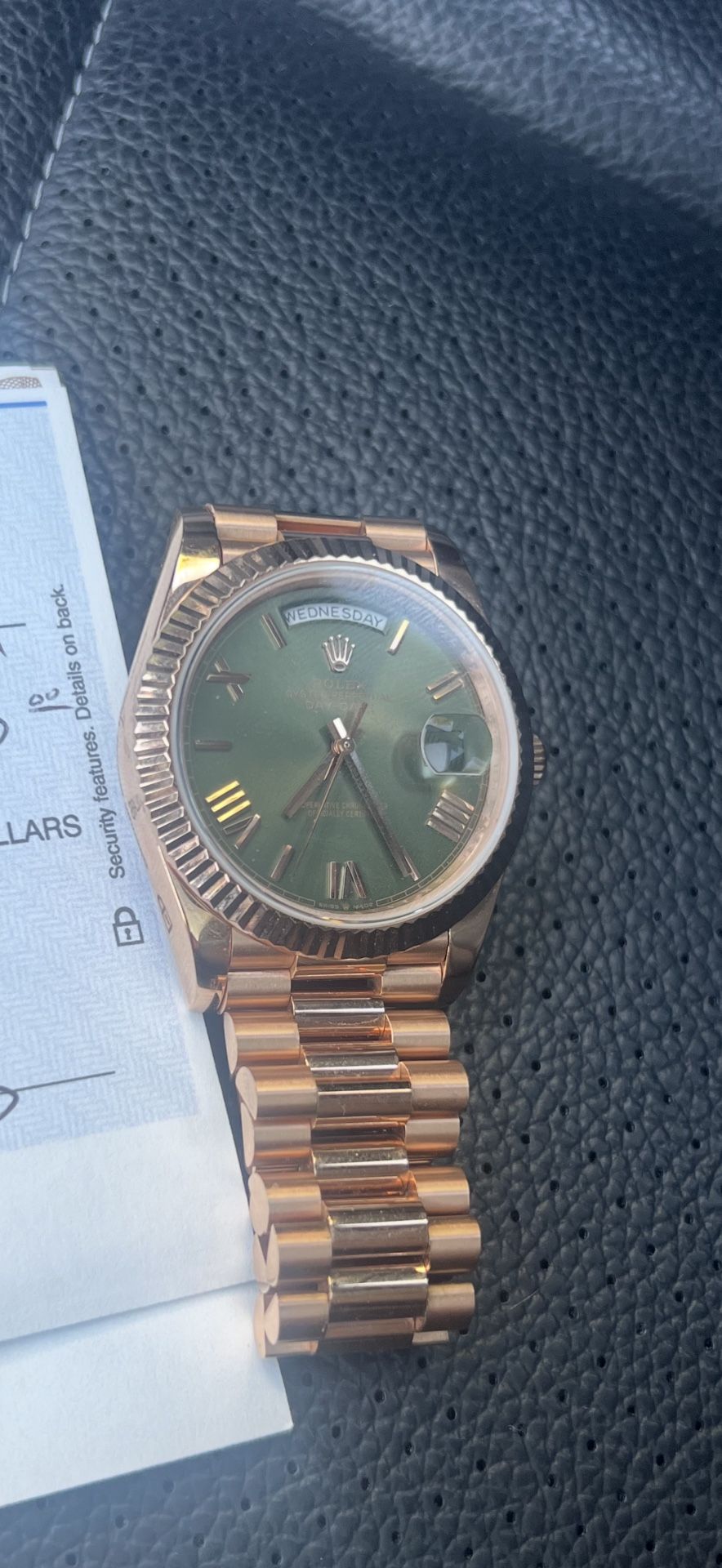Rolex Rose Gold Olive Face
