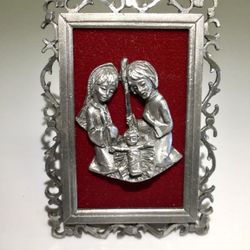Vintage Rare Framed Plaque Religious Holy Family Jesus, Italy