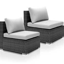 Modern Luxury All-Weather PE Wicker Modular Armless Sofa