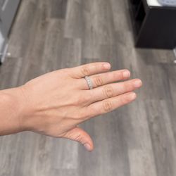 14k White Gold Diamond Pave Band Size 7 Half Carat