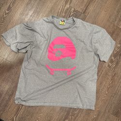 Grey bape tee with pink logo