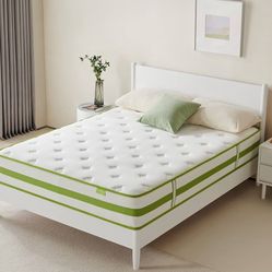 Full Size Mattress 10 Inch, Hybrid Mattress Full with Cooling Gel Memory Foam and Pocket Spring, Organic Cotton Fabric Cover, Medium Firm Feel, 54 * 7