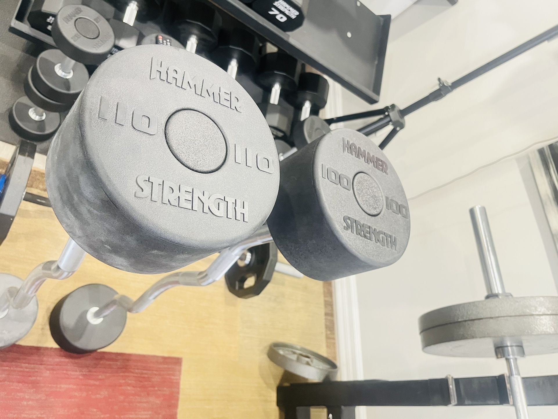 Hammer Strength EZ bar curl 100 and 110lbs