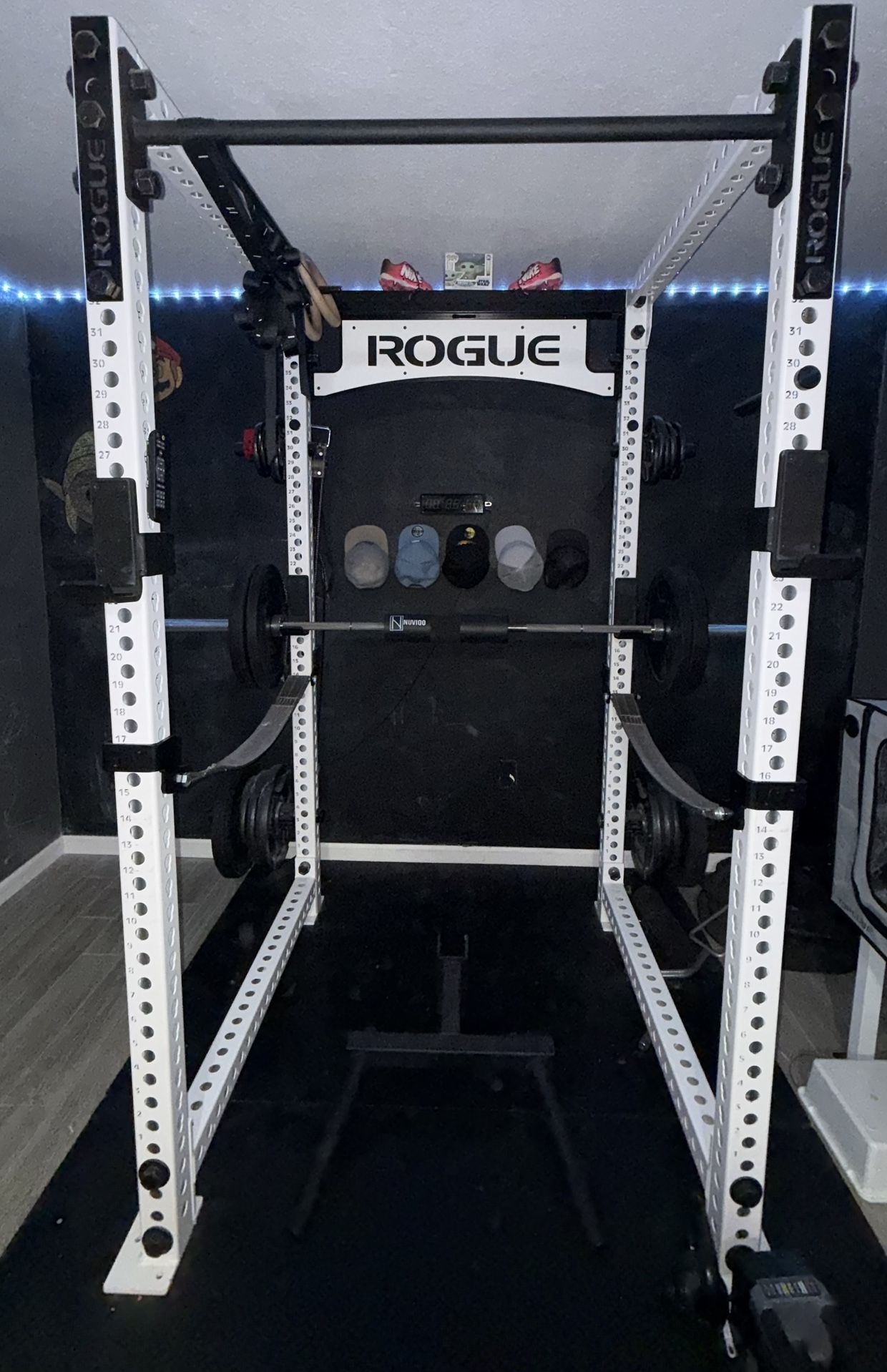 Rogue RM-4 Monster Power Rack – w/ Attachments + Weights