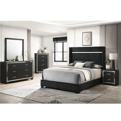 4- Pc Bedroom set Dresser,Mirror  Nightstand (1) Queen size bed frame  Not including Mattress and Box Sp