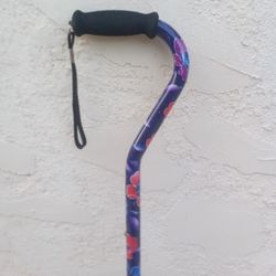 NOVA Designer Walking Cane Featuring a Floral "Celestial" Pattern with Comfortable Offset Foam Handle & Wrist Strap, Push-Button Adjustable Height 
