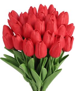 Artificial Red Tulips Flowers with Stems! Brand new! See all pics!