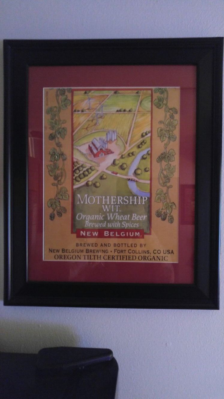 Mothership Wit New Belgium Ale. Original Print. Framed and mated. 25.00 OBO