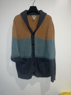 Impeccable Men’s XL LL BEAN Cardigan Sweater $120RV Waffle Preppy Ap1
