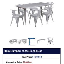 Commercial Grade Silver Powder Coated Iron Work Table, Dining Table, Restaurant Table, Game Table, Like New