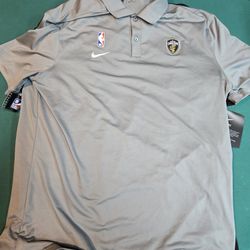 Mens Large Nike Grey Cavs Drifit Polo Shirt