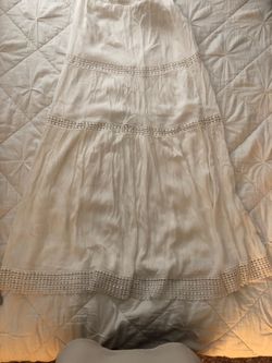 White Boho style long skirt