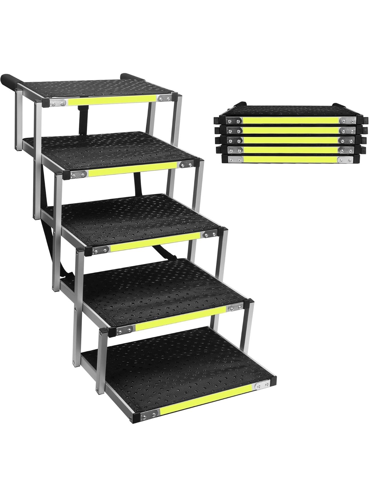 Sturdy 5-Step Aluminum Frame Dog Stair with 1680D PVC Fabric - Non-Slip, Lightwe