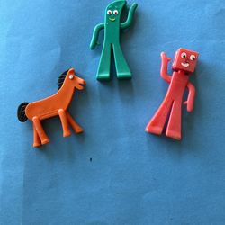 Vintage 1989 Gumby, Pokey, Block Head 3" Figure, Jesco Prema Toy Co, Hong Kong