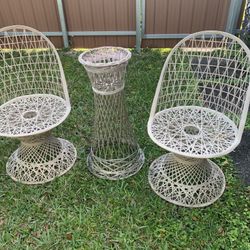 Chairs And Plant Stand. Outdoors  Kendall Area