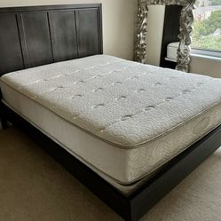 Queen Size Solid Wood Bed (comes with firm mattress and box spring)