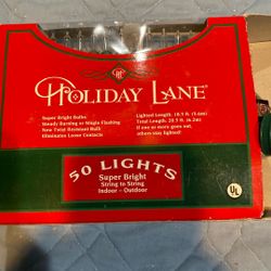 Clear 50 Lights, 20ft Long. NEW