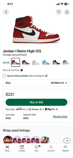 Jordan 1 High Top-Lost And Found-Brand New-Size 8M-$250