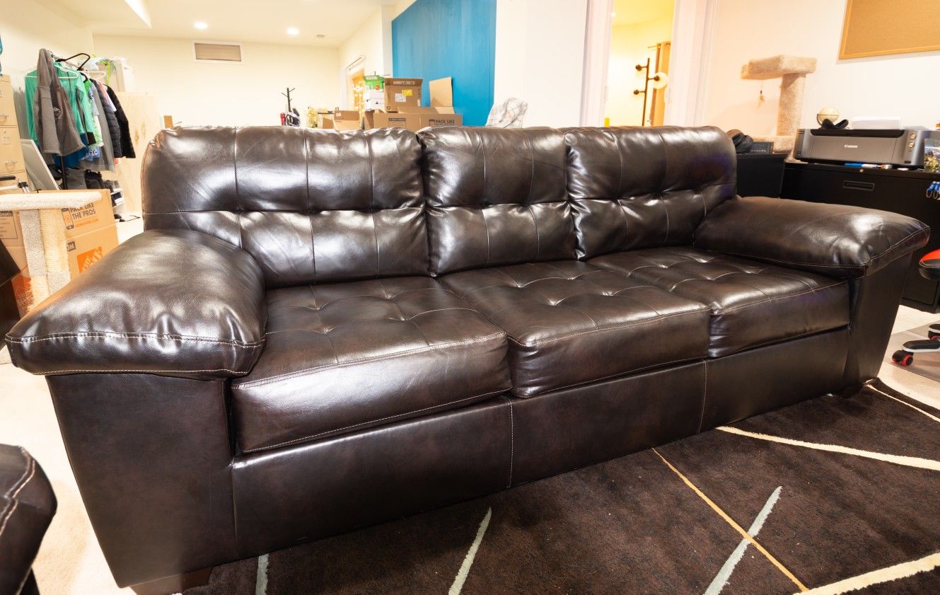 Ashley Furniture Alliston Sofa & Loveseat Dark Chocolate color