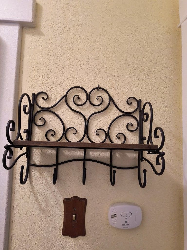 8x8x17 Wrought Iron 5 Hook Shelf & More Household Items Sold Separately