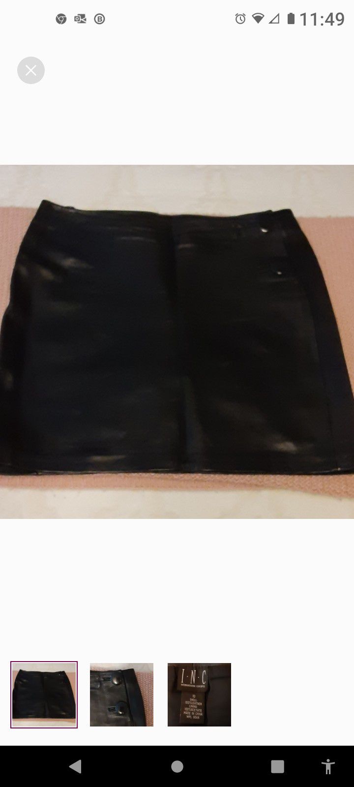 Black leather mini skirt by Inc, International Concepts, size 10