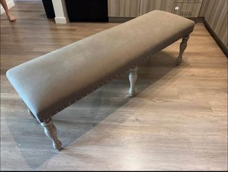 Birmingham Microfiber Upholstered BENCH with Nailhead Trim – Driftwood Finish
