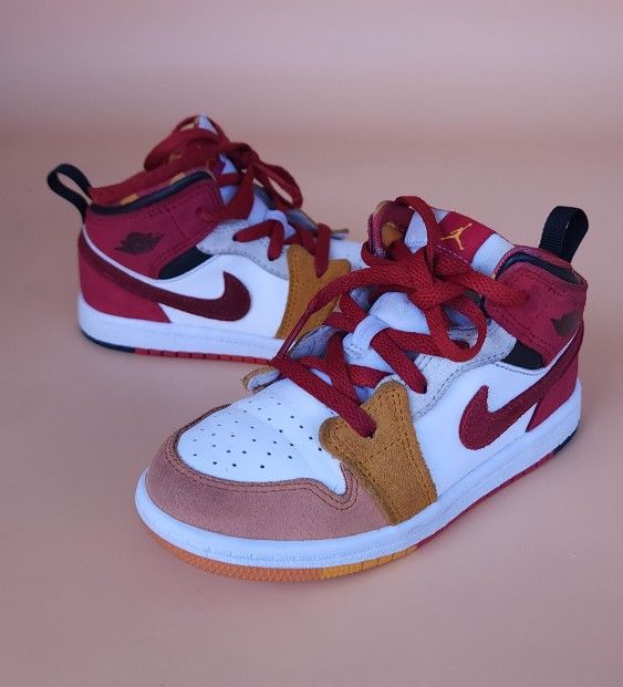 Nike Air Jordan 1 Mid Toddler Paprika Cinnabar Size 10C