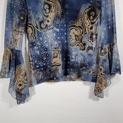 Vintage Jessica Max Blue Long Sleeve Shirt – Medium | Made in USA – Compared $50