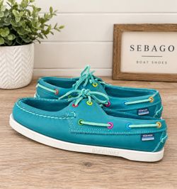 Sebago Docksides Teal Leather Boat Shoes