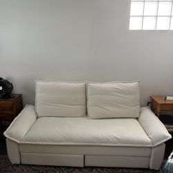 Cream Sleeper Sofa / Pull-Out Bed — Like New Condition