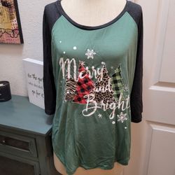 Merry & Bright Green Top - XXL