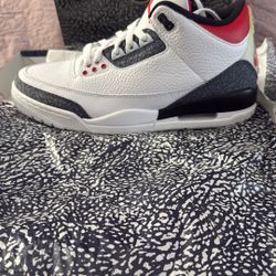 New Air Jordan 3 Retro - White/Fire Red-Black 10.5