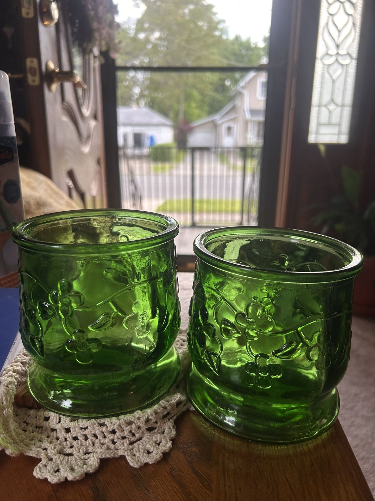 Jeanette Glass Green Candy Dish/ Planter