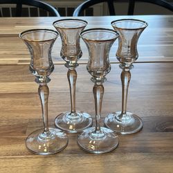 Four Mika’s a Jamestown Gold Crystal Candle Holders