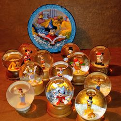 Disney Snow globes and plate
