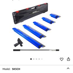 KEZERS Drywall Skimming Blade Set-7",10",14",16" & 24" Skimming Blades + 35"-81" Extension Handle, Stainless Steel Construction Knife,Smoothing Drywal