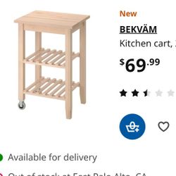 Kitchen Cart From IKEA, All Wood On 2 Casters