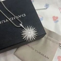 David Yurman Starburst Pendant Sterling Silver Necklace
