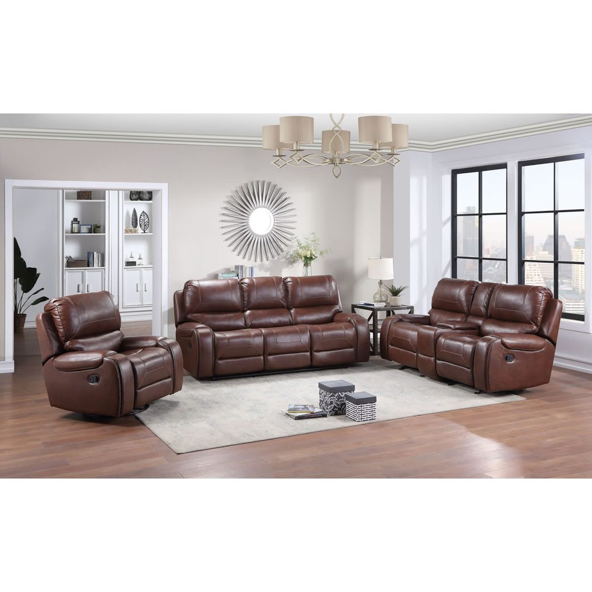 3 PIECE RECLINER SET SOFA LOVESEAT AND CHAIR LEATHER