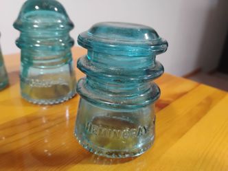 vintage Hemingray aqua teal glass electric insulator,s