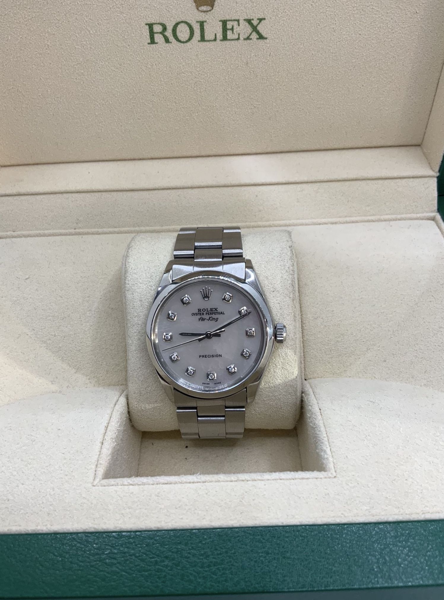 Rolex Air-King 34MM Diamond Dial 5500 Stainless Steel Oyster Bracelet  , Watch And Box Only
